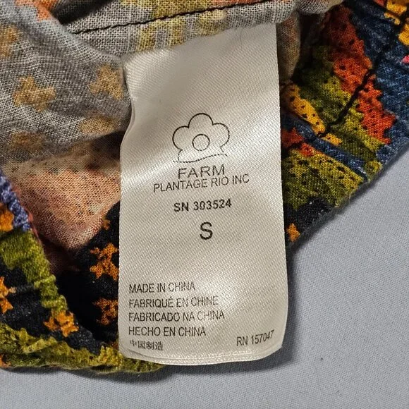 Farm Rio One Shoulder Crop Top Blouse Women Size S Linen - Picture 11 of 13